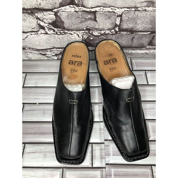 Ara Relax Flex Echt Leder Black Leather Heel Mules Women’s Sz 7M US/5UK/38EU - Picture 3 of 16